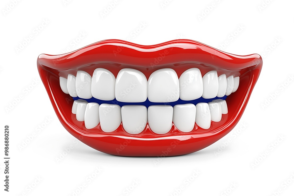 Obraz premium Red Lips Isolated. 3D rendering