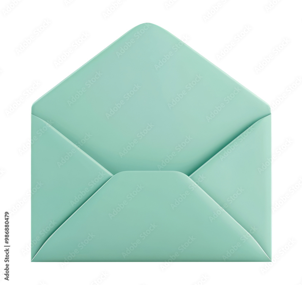 Illustration of an open green envelope isolated on transparent background Illustration of an open green envelope isolated on transparent background