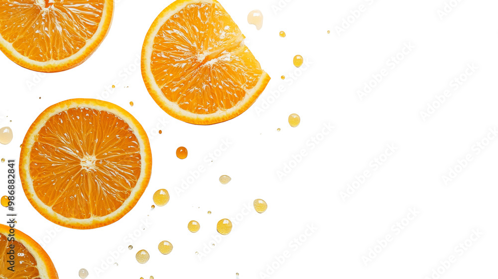 A close up of an orange with a few drops of juice on it. isolated on transparent background, PNG file A close up of an orange with a few drops of juice on it. isolated on transparent background, PNG file