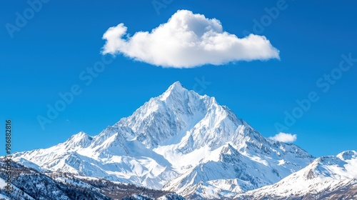 Majestic Snow-Capped Mountain Under Blue Sky