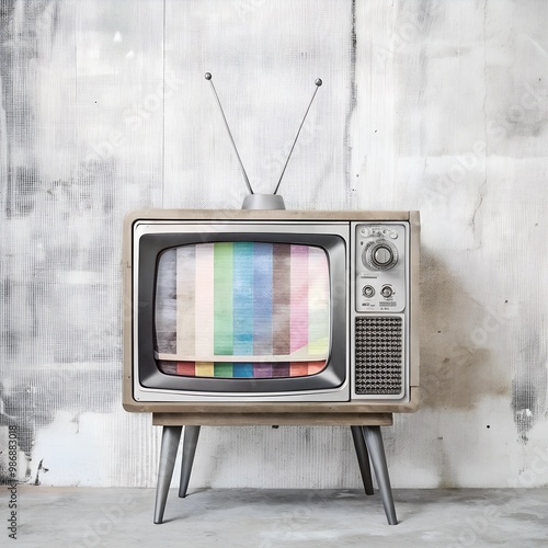 Minimalistic old vintage tv illustration isolated photo