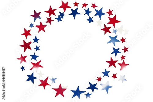 A circular frame surrounded by red, white, and blue stars, perfect for highlighting American-themed content or celebrations