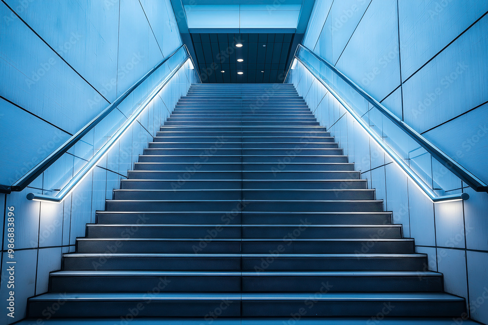 Obraz premium Futuristic Blue Staircase