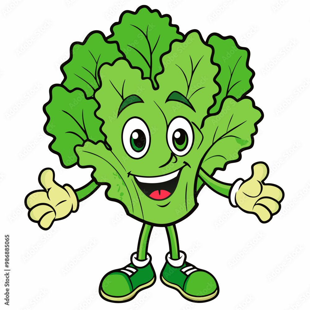 Obraz premium Cheerful Lettuce Cartoon Character Design' Lively Lettuce Cartoon Character Design,Vibrant Cheerful Lettuce CharacterCreate Joy with Cheerful Lettuce Cartoon Character Designs for Comics & Clip Art