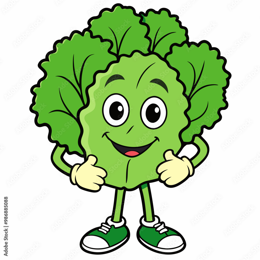 Fototapeta premium Cheerful Lettuce Cartoon Character Design' Lively Lettuce Cartoon Character Design,Vibrant Cheerful Lettuce CharacterCreate Joy with Cheerful Lettuce Cartoon Character Designs for Comics & Clip Art