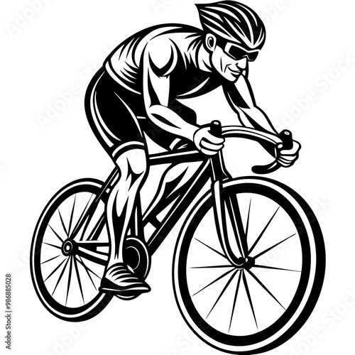 Safety First: A Man Riding a Bike with a Helmet"Cycling Safety,A Man in Action,Biking Safely,Stay Safe on Two Wheels