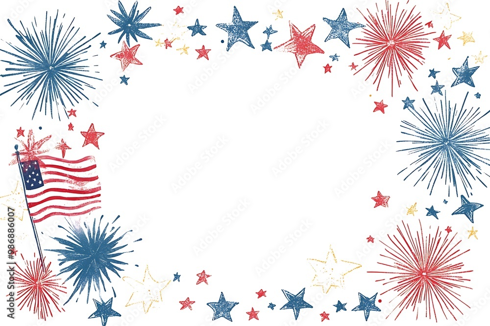 Fourth of July banner. USA flag and fireworks explosions. Independence day national holiday we are closed template. Fourth of July banner. USA flag and fireworks explosions. Independence day national holiday we are closed template.