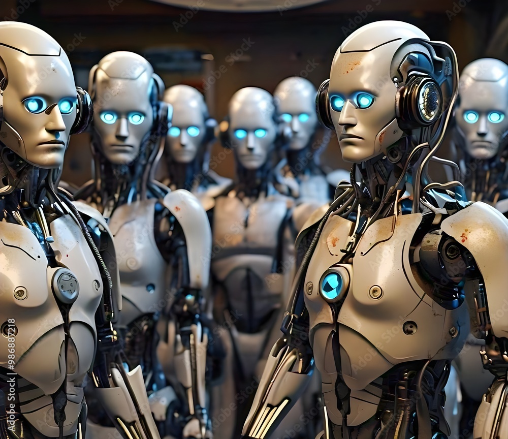 Naklejka premium 3d render of robots