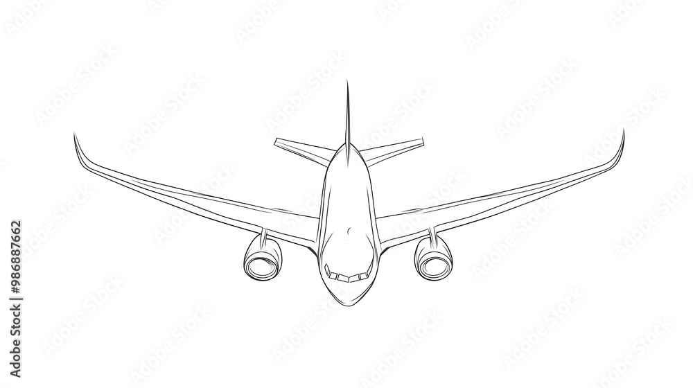 Continuous line illustration of an airplane, emphasizing the concept of travel and adventure. Continuous line illustration of an airplane, emphasizing the concept of travel and adventure.