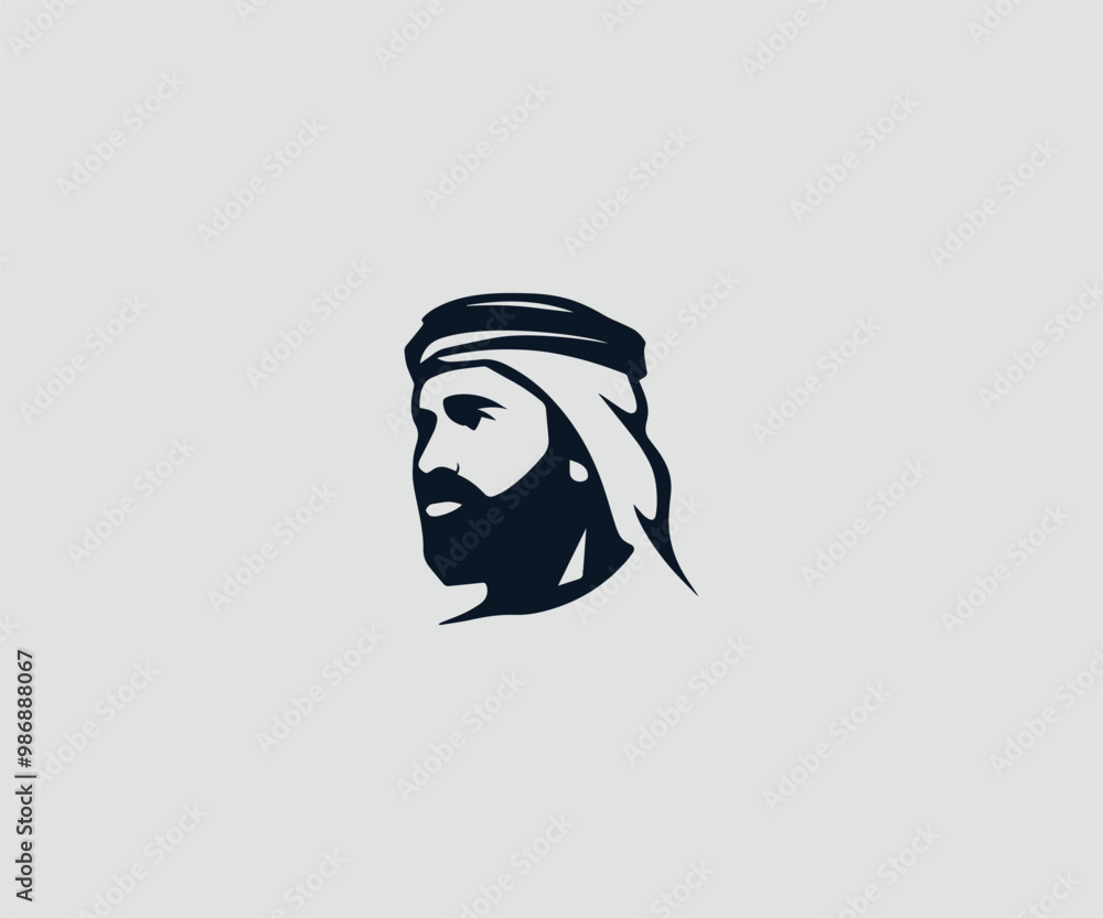 Middle Eastern Man Logo Design – Culturally Inspired Illustration for Business & Branding