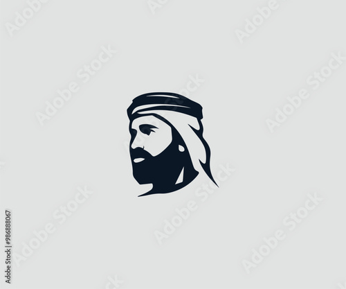 Middle Eastern Man Logo Design – Culturally Inspired Illustration for Business & Branding
