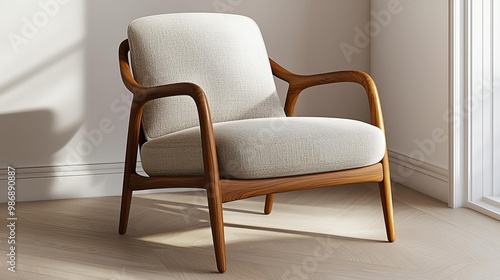 Obraz na płótnie Mahogany wood chair in a sunlit corner w salonie