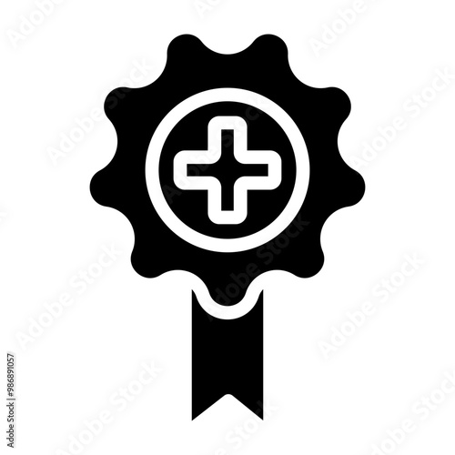 Medical Badge Vector Glyph Icon Design