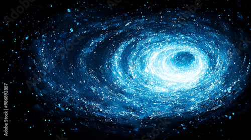 A mesmerizing blue galaxy swirling in the depths of space, showcasing brilliant stars and cosmic beauty.