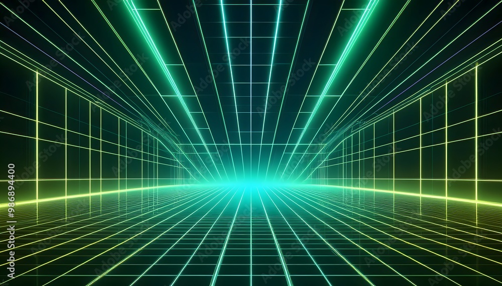 Futuristic neon geometric grid with highlights background Futuristic neon geometric grid with highlights background