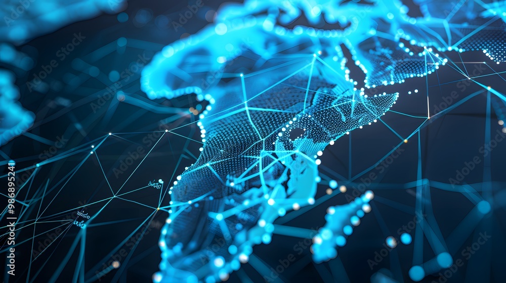 Digital map of Africa illustrating the concept of global network connectivity, high-speed data transfer, and cyber technology. Digital map of Africa illustrating the concept of global network connectivity, high-speed data transfer, and cyber technology.