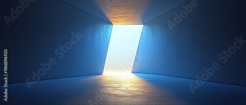 A bright, open doorway with soft light spilling into a dim space, symbolizing hope and new beginnings. photo