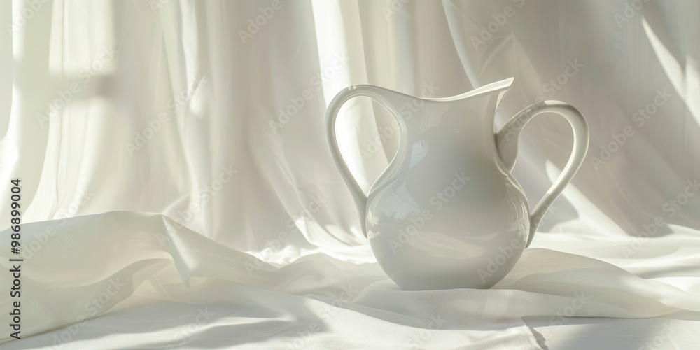 Milk glass pitcher with a smooth, opaque finish, captured in soft, natural light. Milk glass pitcher with a smooth, opaque finish, captured in soft, natural light.