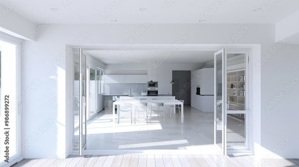 Modern glass door leading to a bright, minimalist living space Modern glass door leading to a bright, minimalist living space
