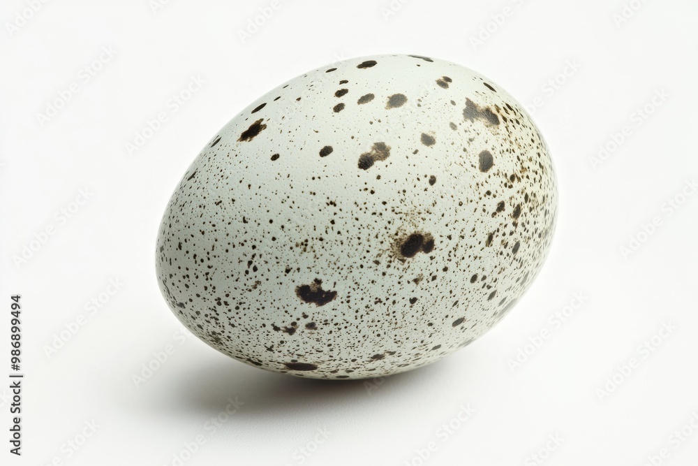 Single duck egg with brown spots, isolated against white, Single duck egg with brown spots, isolated against white,