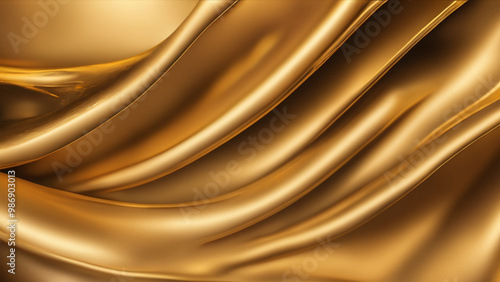 Golden wave background. Oil fluid abstract fabric gold liquid. Gold background. Gold texture.