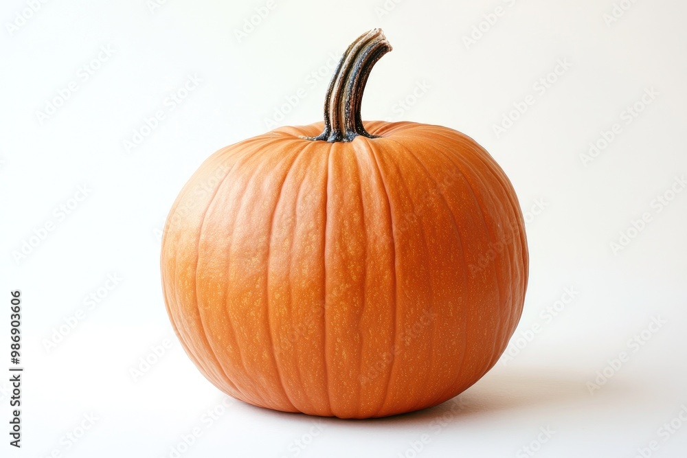 A Single Orange Pumpkin on a White Background A Single Orange Pumpkin on a White Background