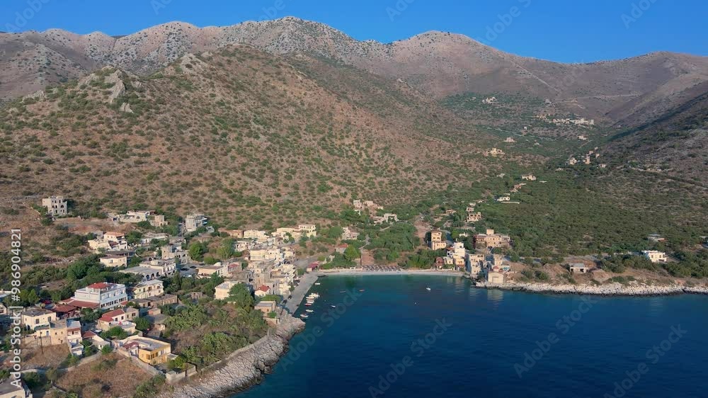 greece peloponnese region kokala town seaside and architecture stone houses beaches and church aerial view greece peloponnese region kokala town seaside and architecture stone houses beaches and church aerial view