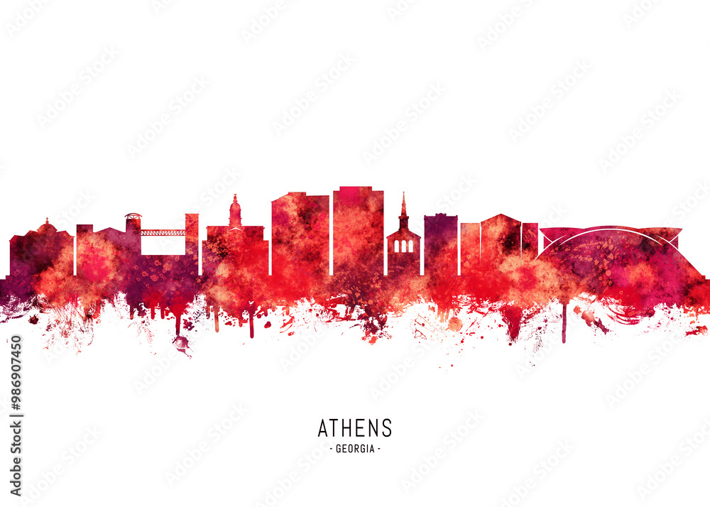 Athens Georgia Skyline Red