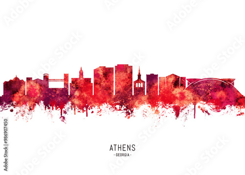 Obraz na płótnie Athens Georgia Skyline Red w salonie