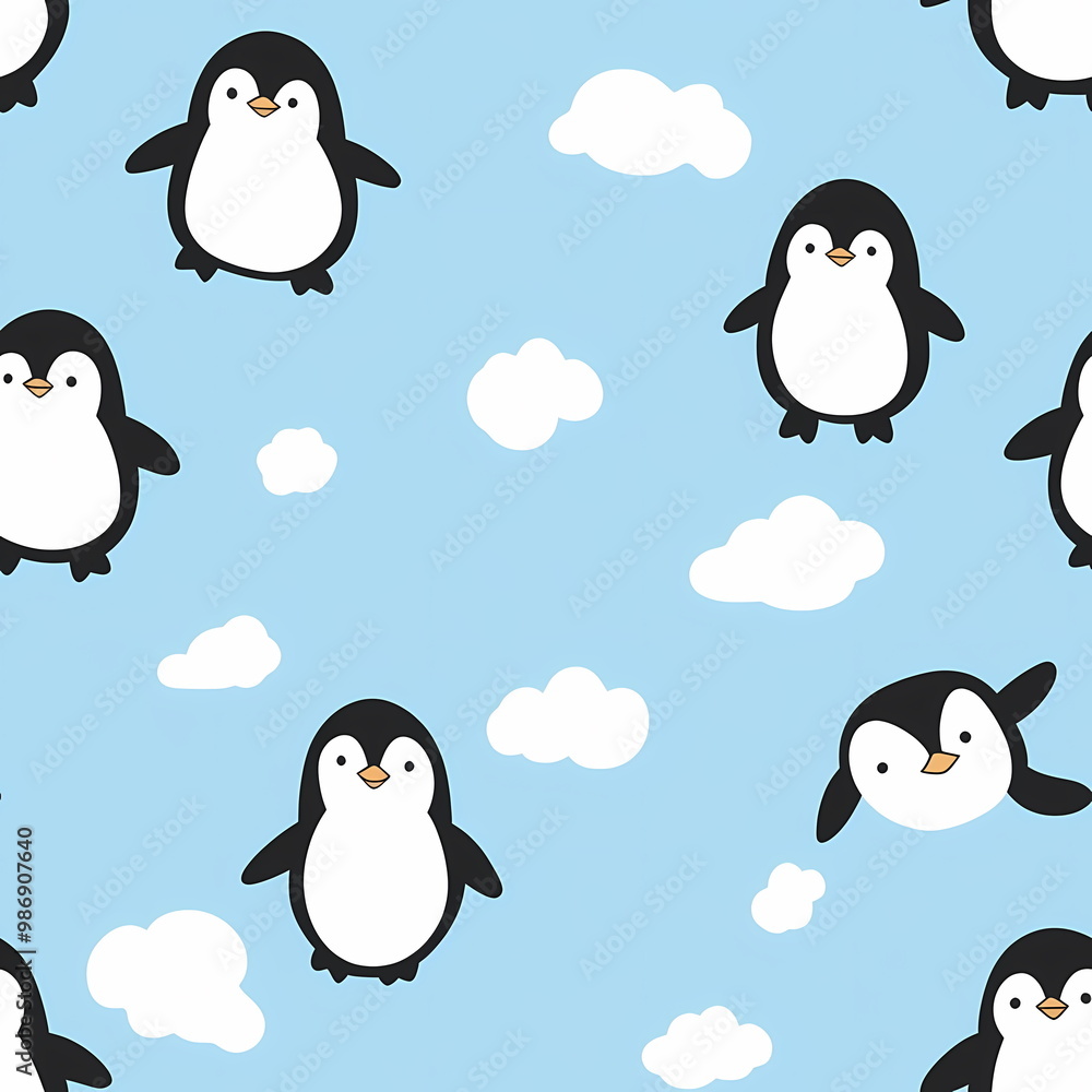 Obraz premium Fluffy Chubby Polar Bear Vector Illustration Seamless