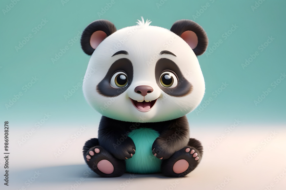 Smiling Panda: A cute panda with a wide, happy grin and big, round eyes Smiling Panda: A cute panda with a wide, happy grin and big, round eyes