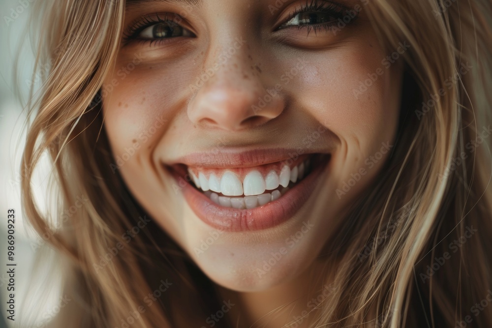 Beautiful smile and white teeth of a young woman Beautiful smile and white teeth of a young woman