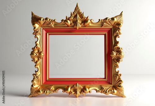 golden picture frame isolated on white photo