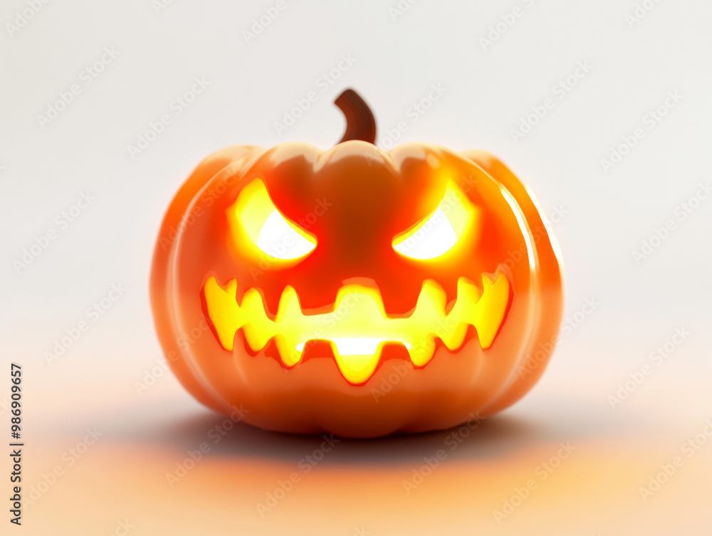 Glowing Halloween Jack-o-Lantern Pumpkin with Scary Face Glowing Halloween Jack-o-Lantern Pumpkin with Scary Face