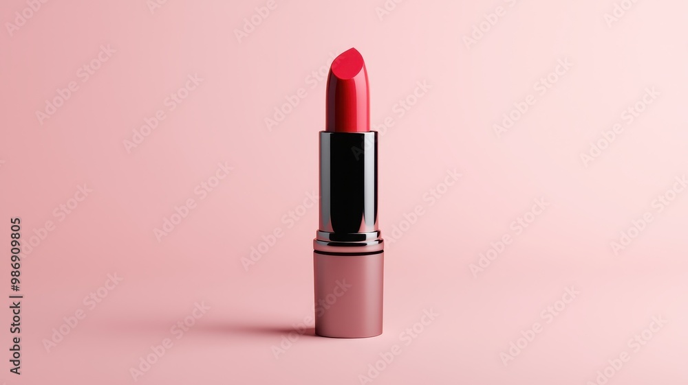 Red lipstick on a pink background, perfect for beauty and makeup themes. Red lipstick on a pink background, perfect for beauty and makeup themes.