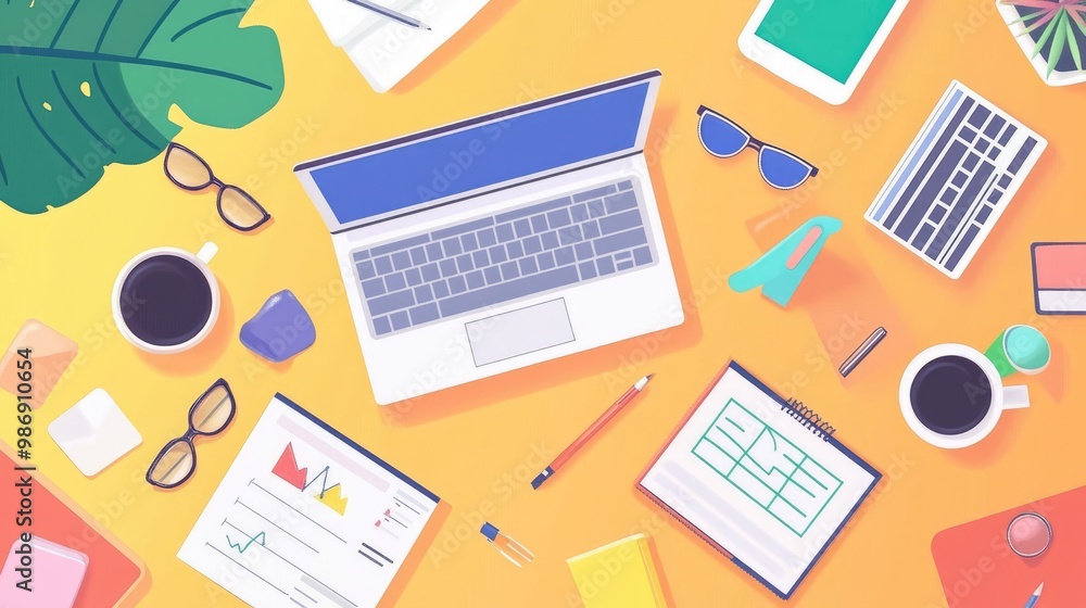 Smart project management tools for remote teams, flat design, top view, tech productivity theme, animation, Split-complementary color scheme Smart project management tools for remote teams, flat design, top view, tech productivity theme, animation, Split-complementary color scheme