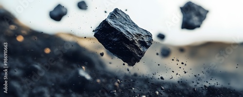 Falling Rocks  Abstract Stone Texture  Black and Grey Stones  Rock Debris  Boulders in Mot photo