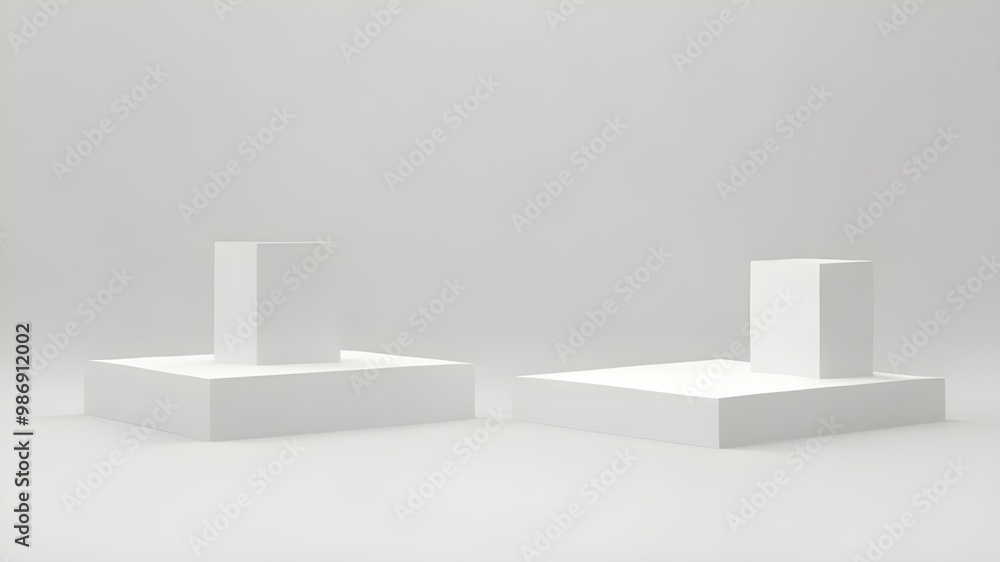 Abstract White Blocks on a Plain Background, Symbolizing Minimalism and Modern Design in a Conceptual Space Abstract White Blocks on a Plain Background, Symbolizing Minimalism and Modern Design in a Conceptual Space