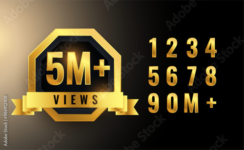 5 million or 5M views congratulation golden banner