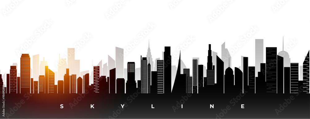 Obraz premium panoramic skyline midtown cityscape with sunlight effect