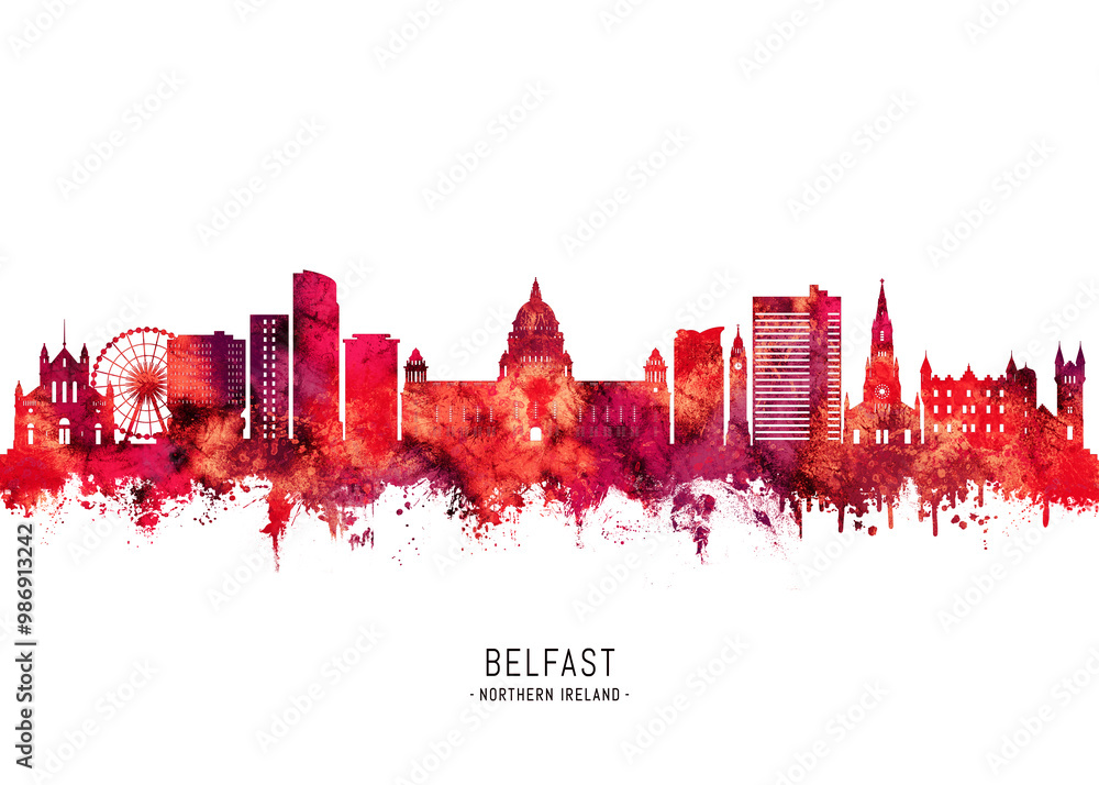 Belfast Northern Ireland Skyline Red Belfast Northern Ireland Skyline Red