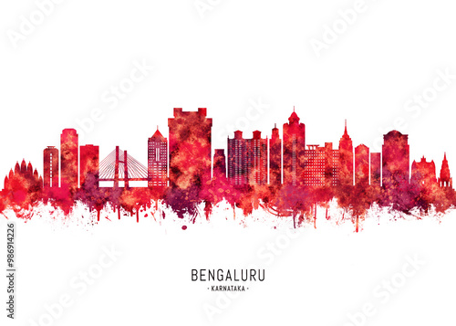 Obraz na płótnie Bengaluru Karnataka Skyline Red w salonie