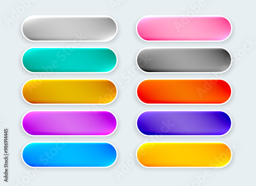 set of blank gradient web button icon design
