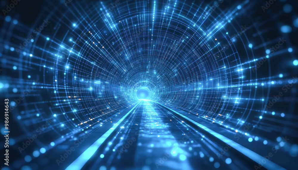 Abstract futuristic tunnel effect with glowing blue lights Abstract futuristic tunnel effect with glowing blue lights