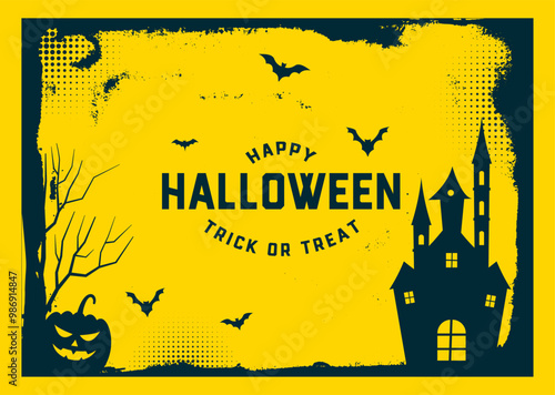 happy halloween grungy background with scary elements