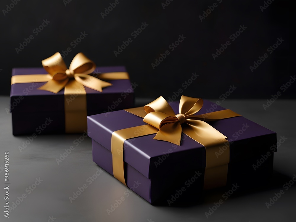 Luxurious Purple Gift Box with Side Ribbon in Dark Blue & Gold Luxurious Purple Gift Box with Side Ribbon in Dark Blue & Gold