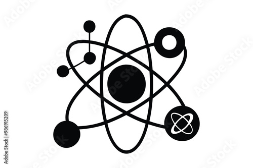 science and biology atoms silhouette clipart