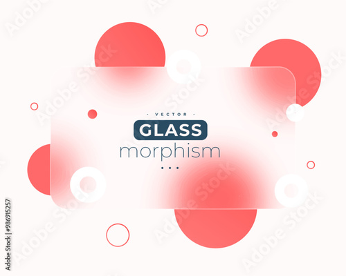 glossy glass morphism background with geometric sphere design