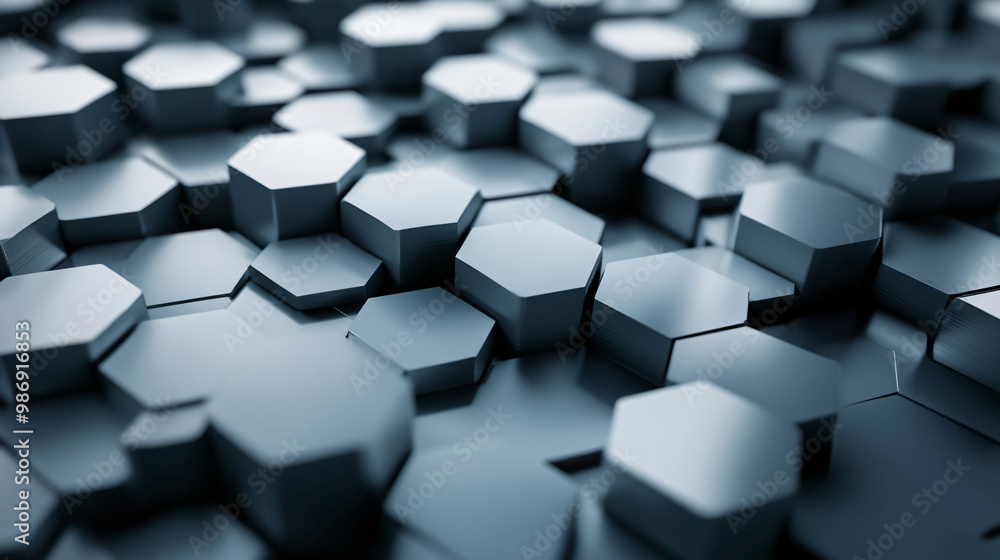 abstract 3d hexagon pattern - metallic blue geometric background abstract 3d hexagon pattern - metallic blue geometric background