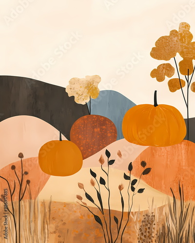 Modern Abstract Pumpkin Patch Artwork photo